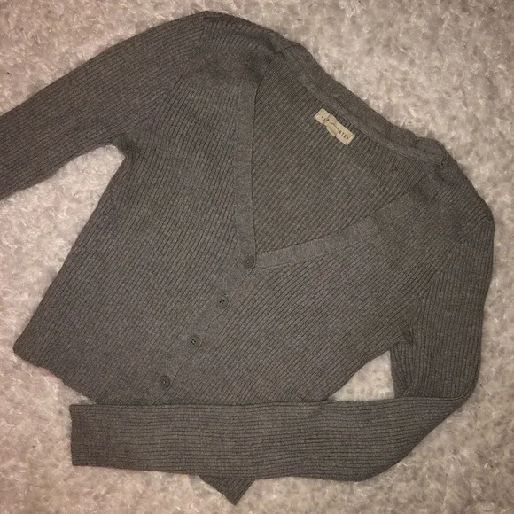 Grey Ribbed Crop Top - Picture 1 of 3